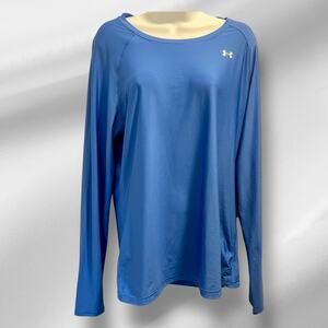 Under Armour HeatGear Fitted Longsleeve Fitted T-Shirt Womens Lg Blue 30#0-R17